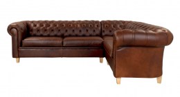 Luxusná kožená rohová sedačka Chesterfield
